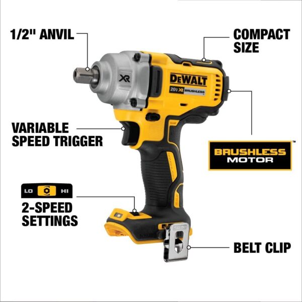 DEWALT Kit de llave de impacto inalámbrica con yunque de pasador de retención - Image 2