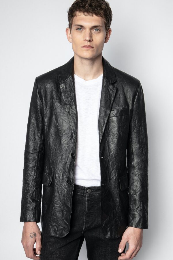 5. Chaqueta Valfried de Cuero Arrugado